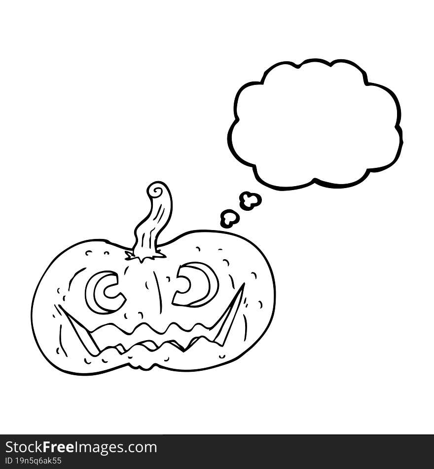 freehand drawn thought bubble cartoon halloween pumpkin