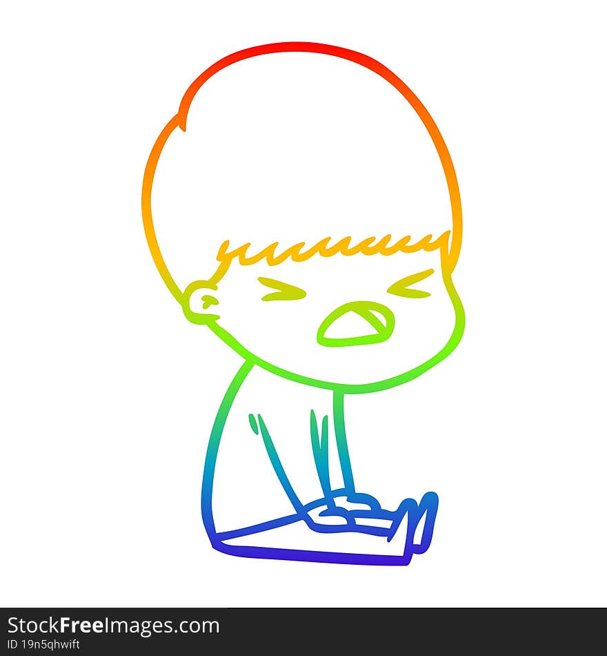 rainbow gradient line drawing cartoon stressed man