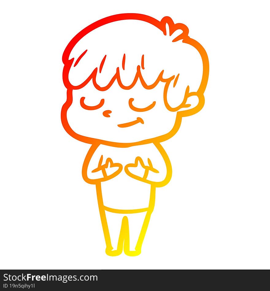 warm gradient line drawing cartoon happy boy