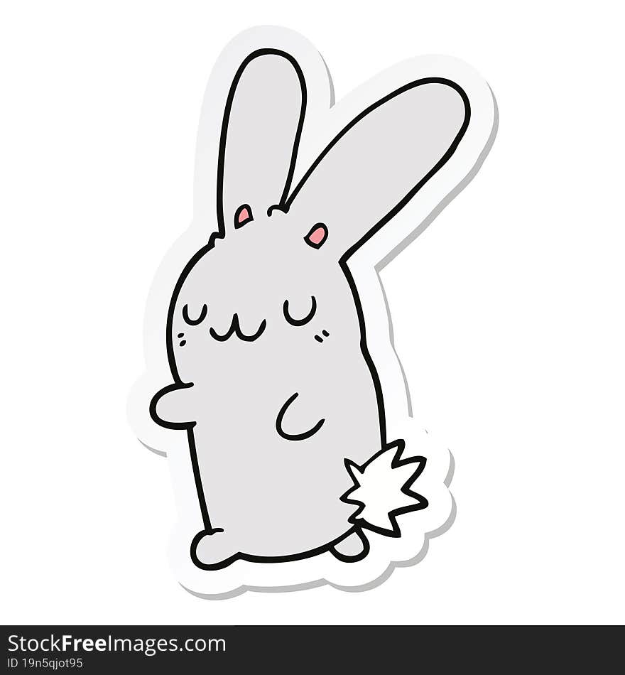 Sticker Of A Cute Cartoon Rabbit