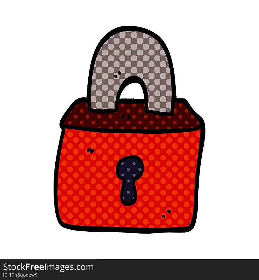 cartoon doodle locked padlock