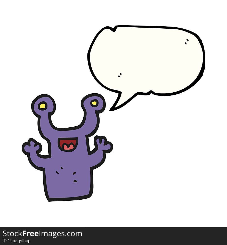 speech bubble cartoon little alien