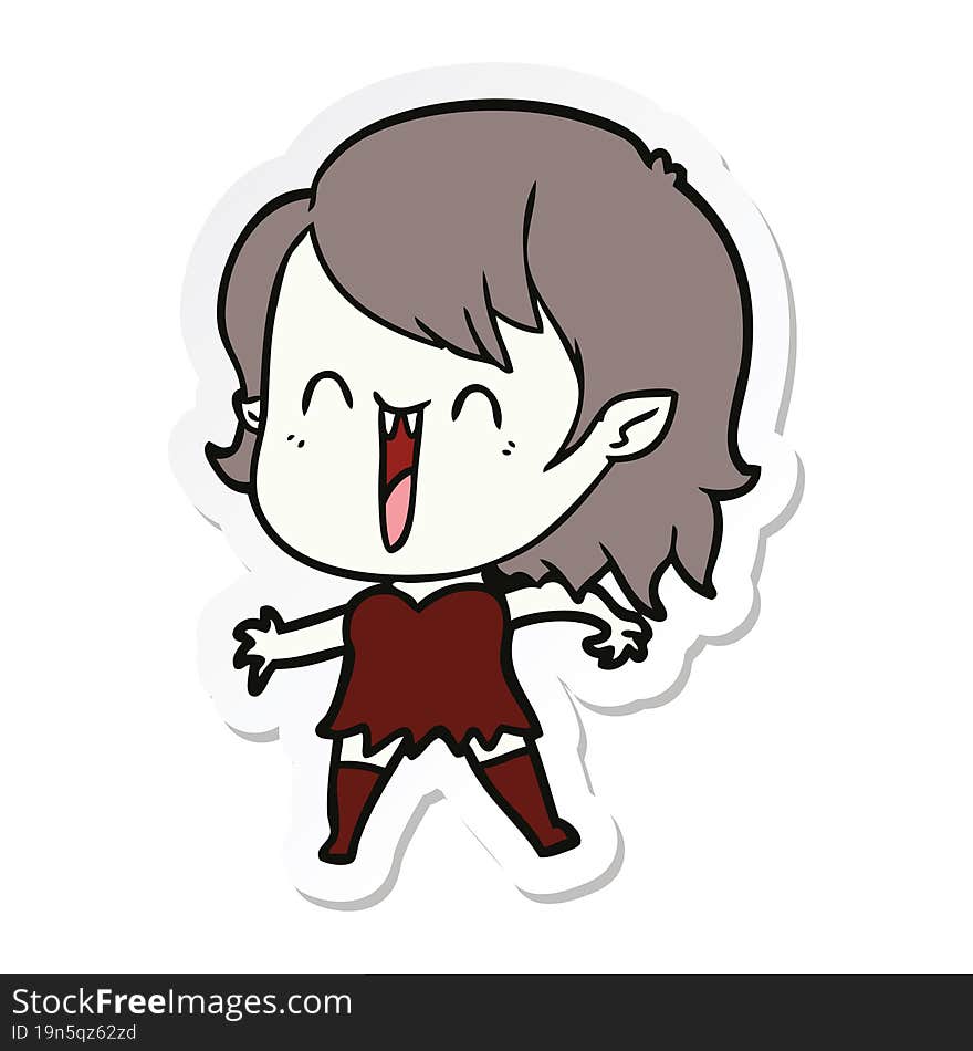 sticker of a cute cartoon happy vampire girl