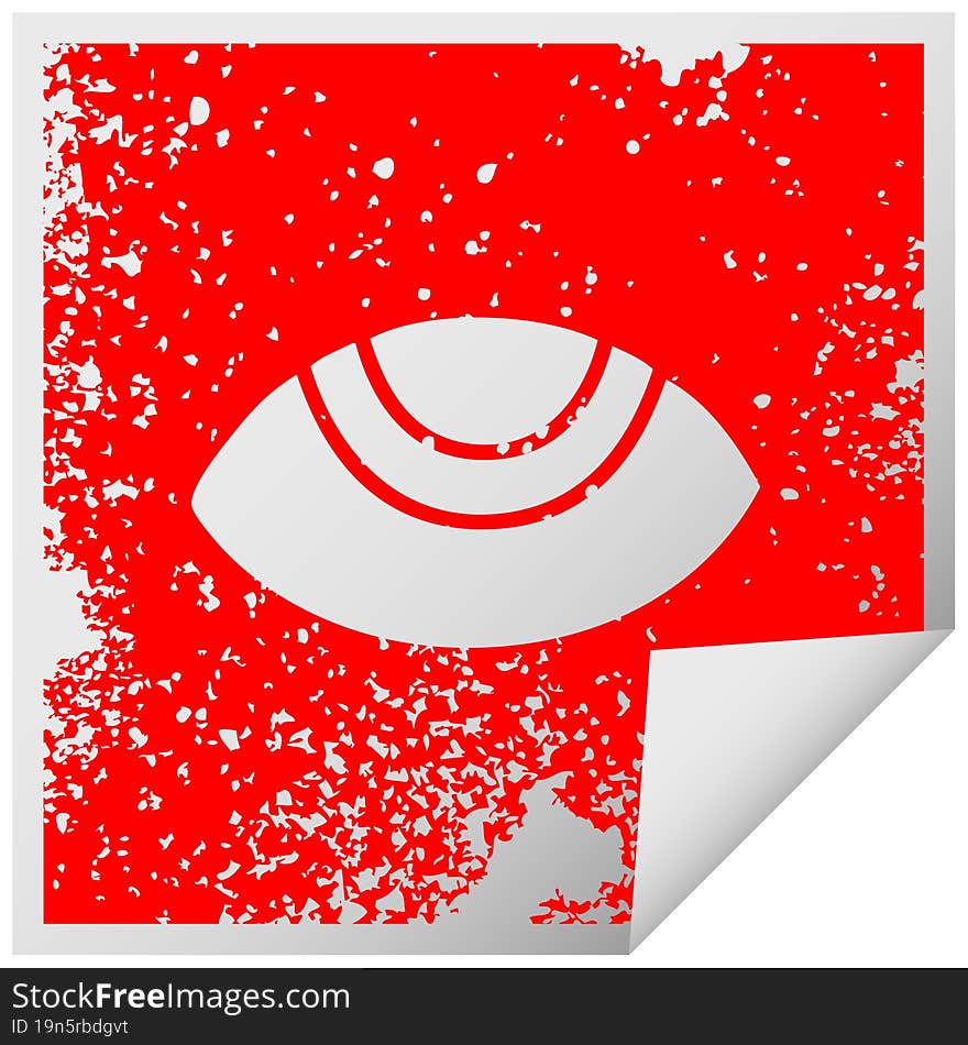 Distressed Square Peeling Sticker Symbol Eye Looking Up