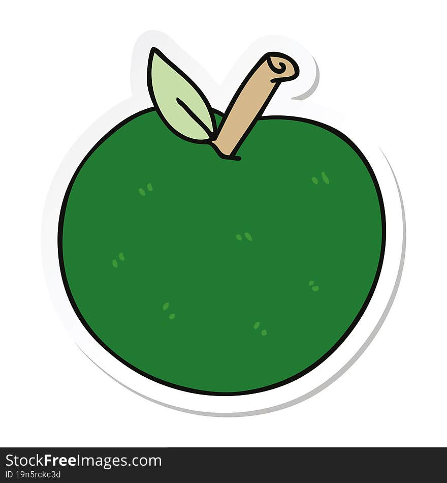 sticker of a quirky hand drawn cartoon apple