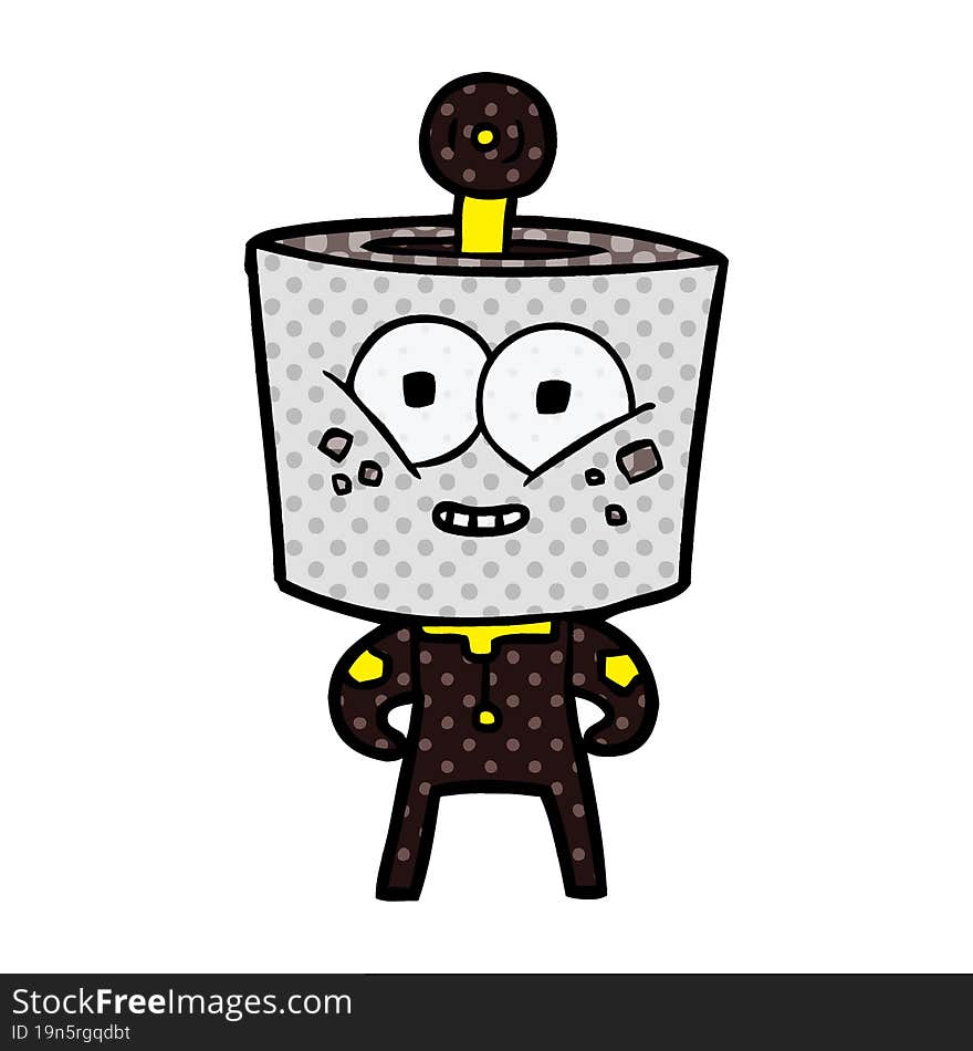 happy cartoon robot. happy cartoon robot