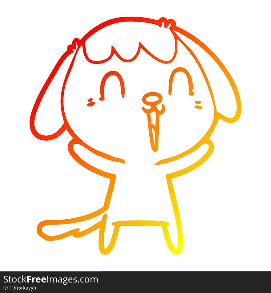 warm gradient line drawing of a cute cartoon dog