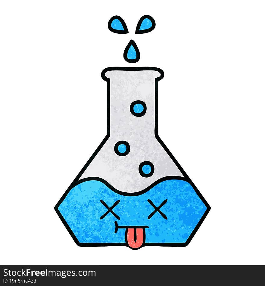 retro grunge texture cartoon of a science beaker