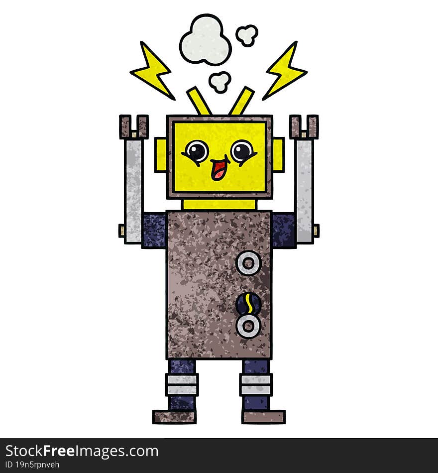 Retro Grunge Texture Cartoon Robot