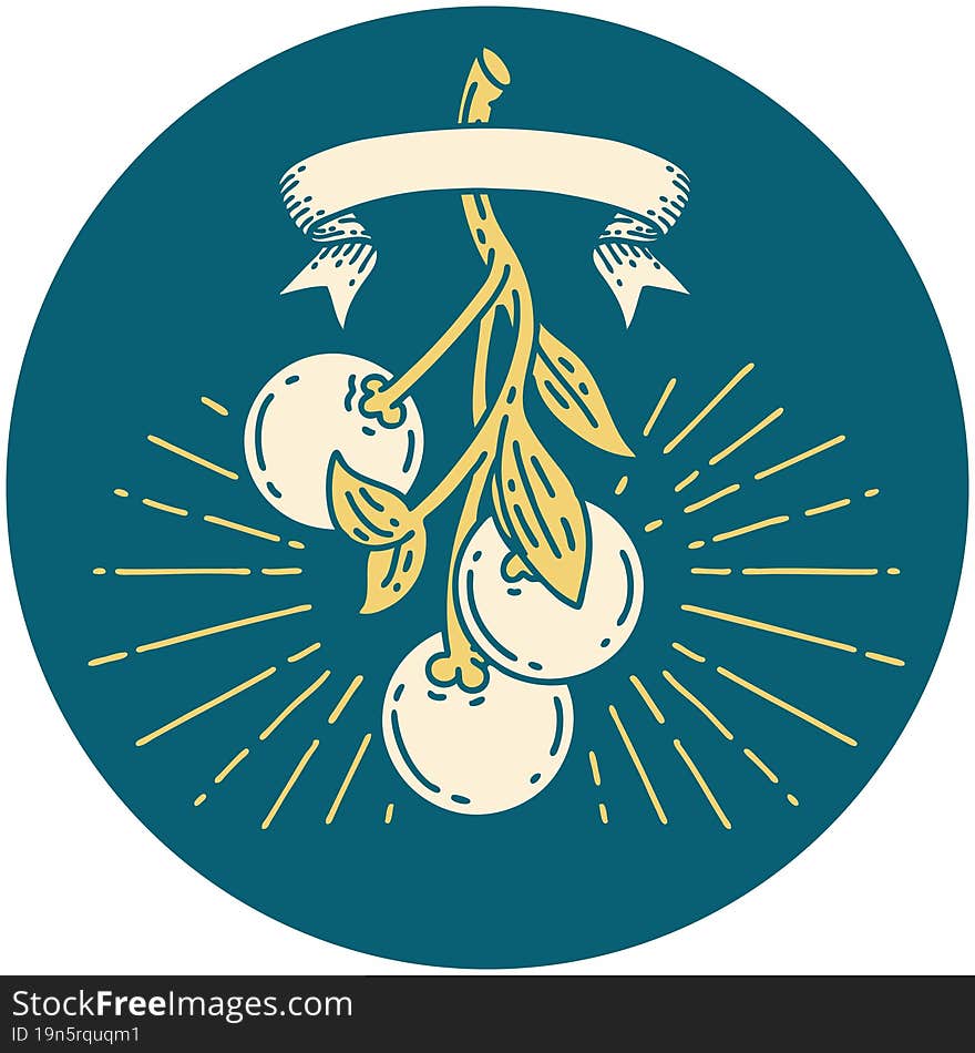 Icon Of Tattoo Style Mistletoe Berries