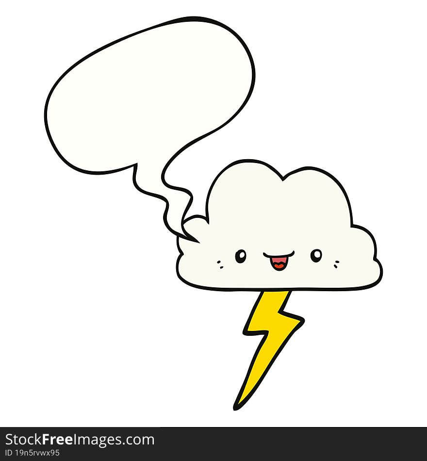 cartoon storm cloud and speech bubble