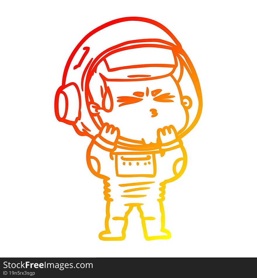 warm gradient line drawing cartoon stressed astronaut