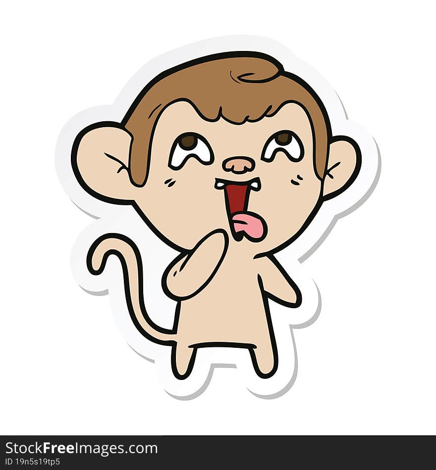 sticker of a crazy cartoon monkey