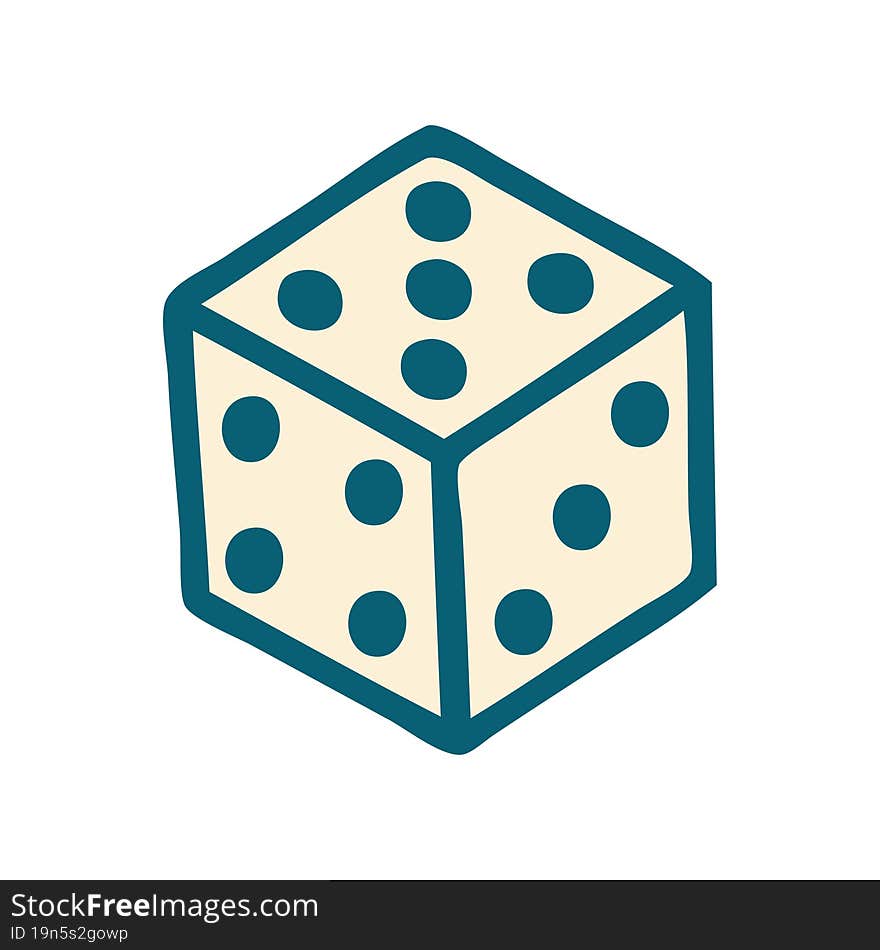 tattoo style icon of a dice