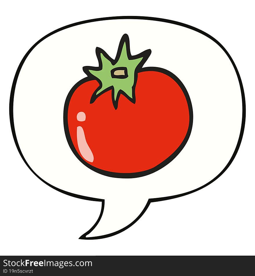 cartoon tomato and speech bubble