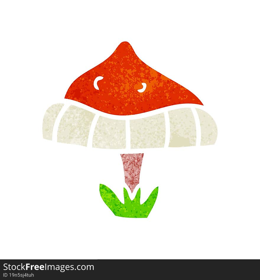 retro cartoon doodle of a single toadstool