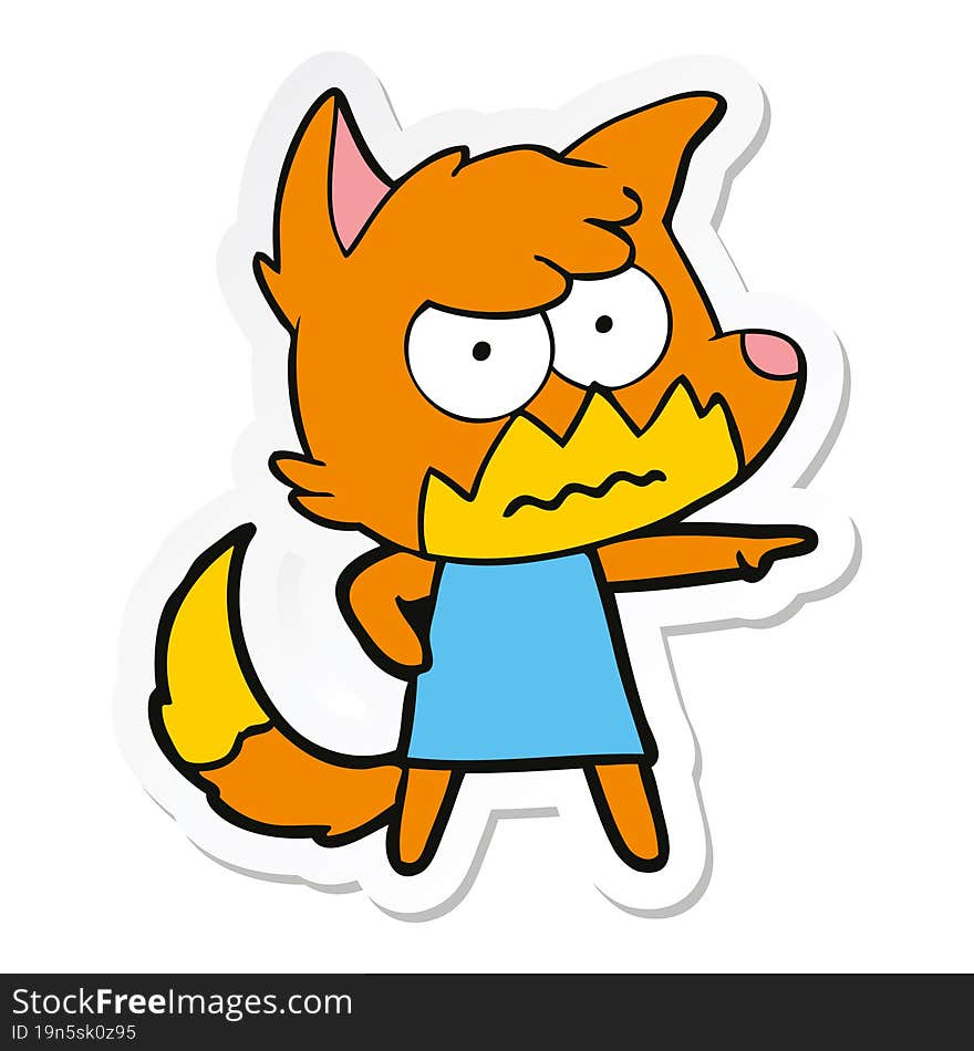 sticker of a cartoon annoyed fox