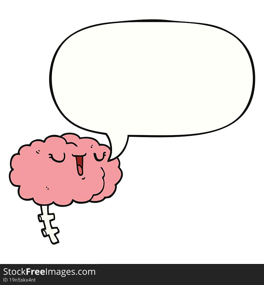 happy cartoon brain and speech bubble