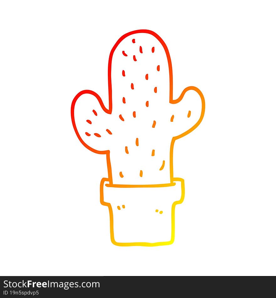 warm gradient line drawing cartoon cactus