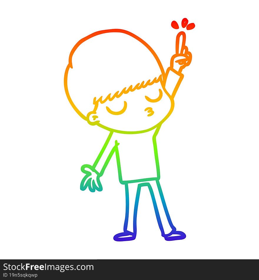 rainbow gradient line drawing cartoon calm boy