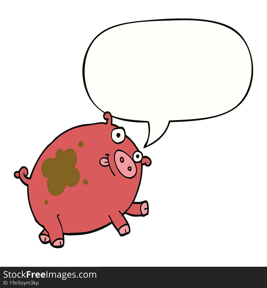 Cartoon Pig And Speech Bubble