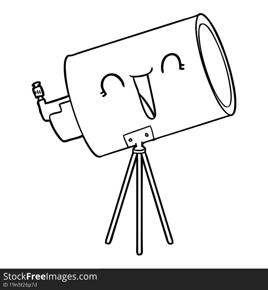 cartoon telescope with face. cartoon telescope with face