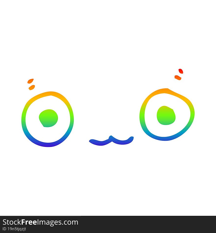 rainbow gradient line drawing of a cute cartoon face