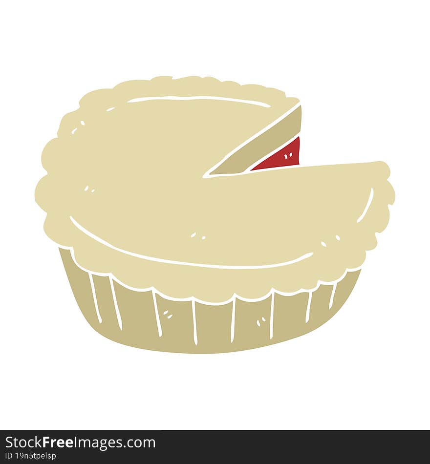 Flat Color Illustration Of A Cartoon Pie