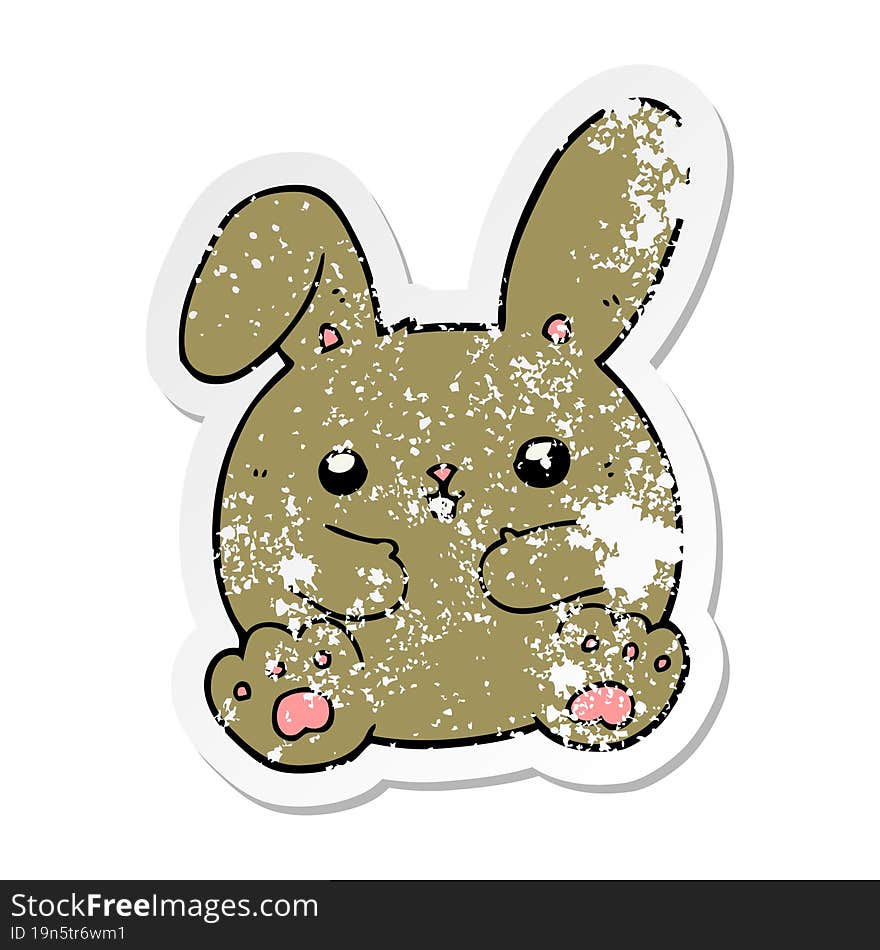 Distressed Sticker Of A Cartoon Rabbit