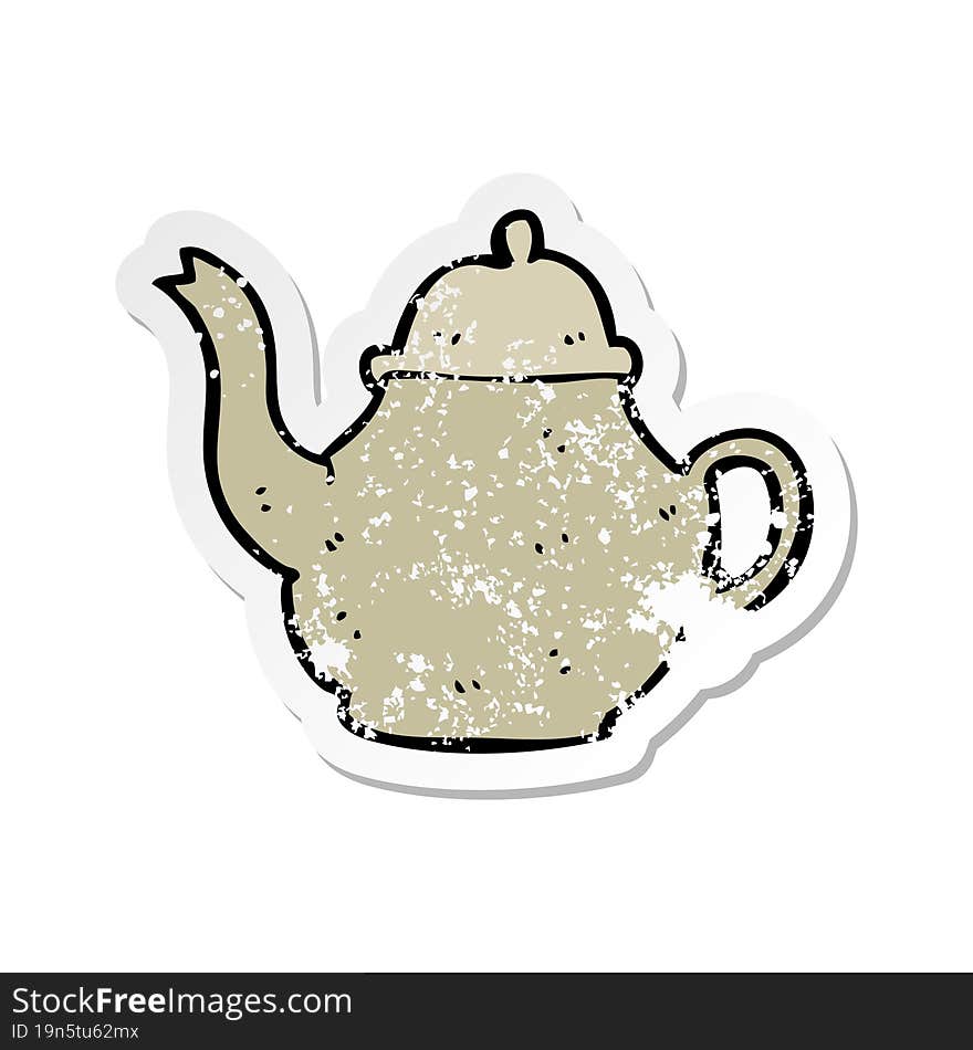 retro distressed sticker of a cartoon teapot