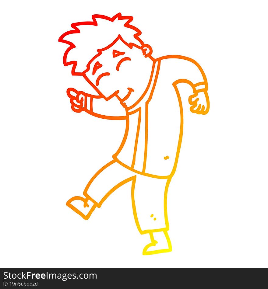 warm gradient line drawing cartoon dancing man