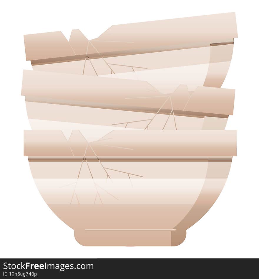 Stack Of Cracked Old Bowls Graphic Icon