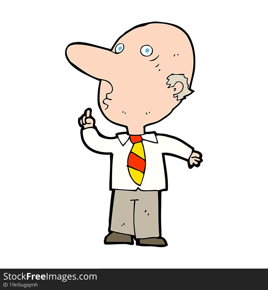 Cartoon Bald Man Asking Question