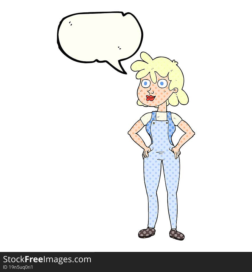 freehand drawn comic book speech bubble cartoon farmer girl