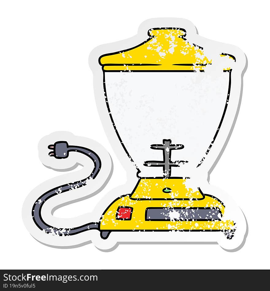 distressed sticker cartoon doodle of a food blender