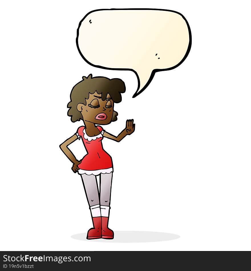 Cartoon Woman Making Dismissive Gesture With Speech Bubble