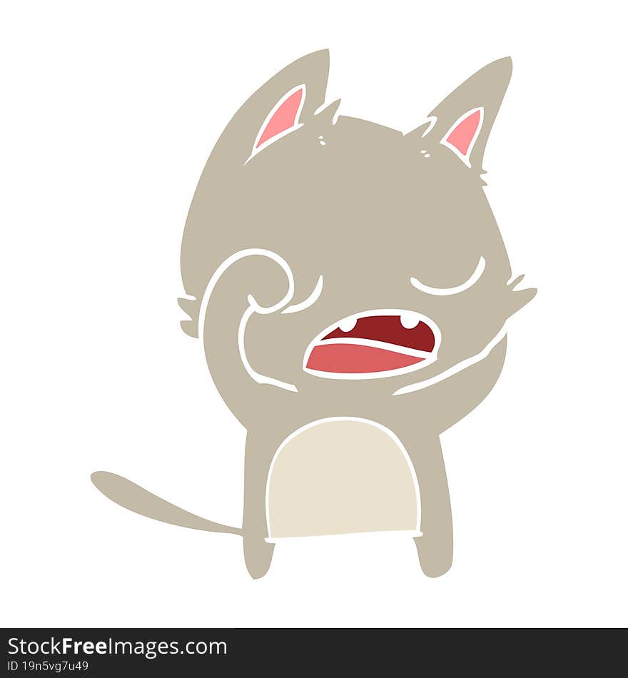 talking cat flat color style cartoon