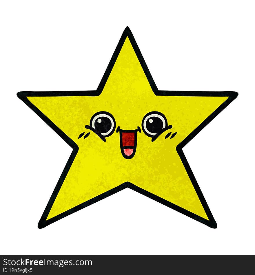 retro grunge texture cartoon of a gold star