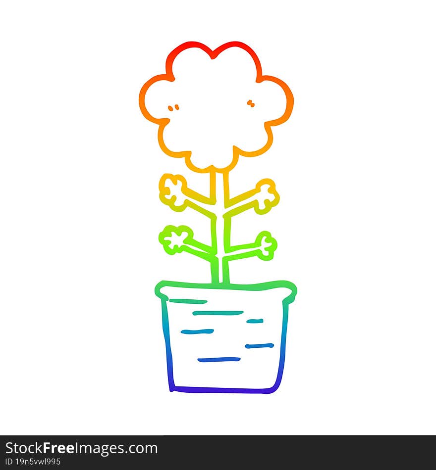 rainbow gradient line drawing cute cartoon flower