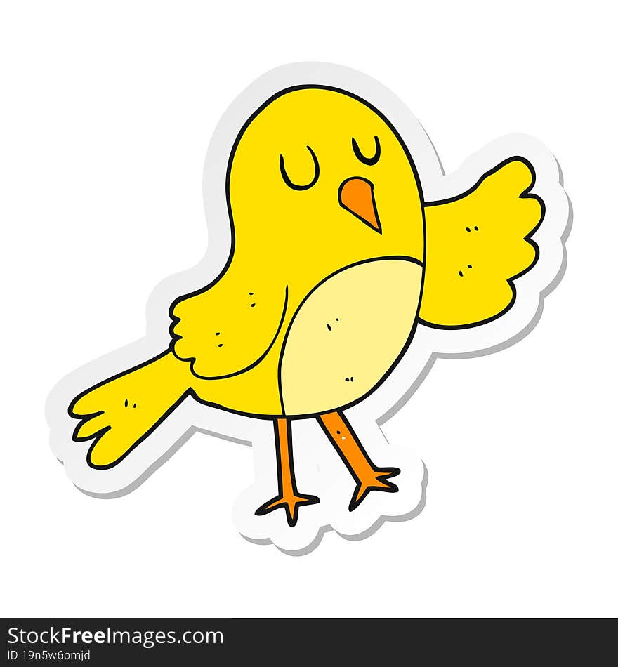 Sticker Of A Cartoon Bird