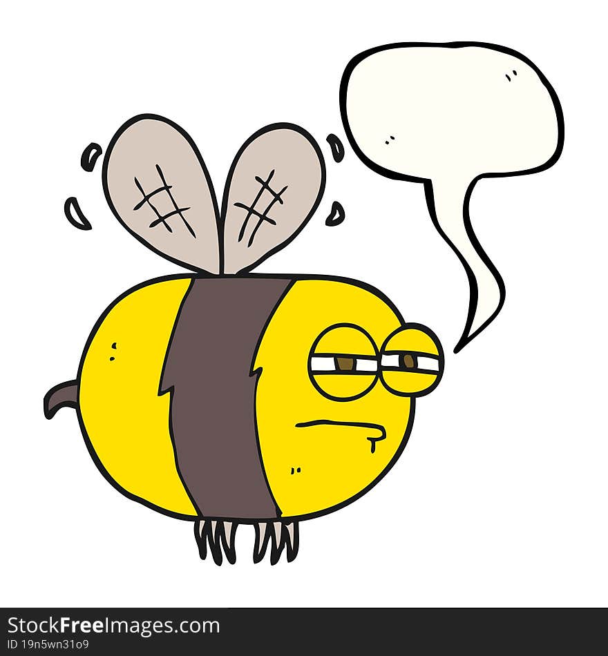 freehand drawn speech bubble cartoon unhappy bee