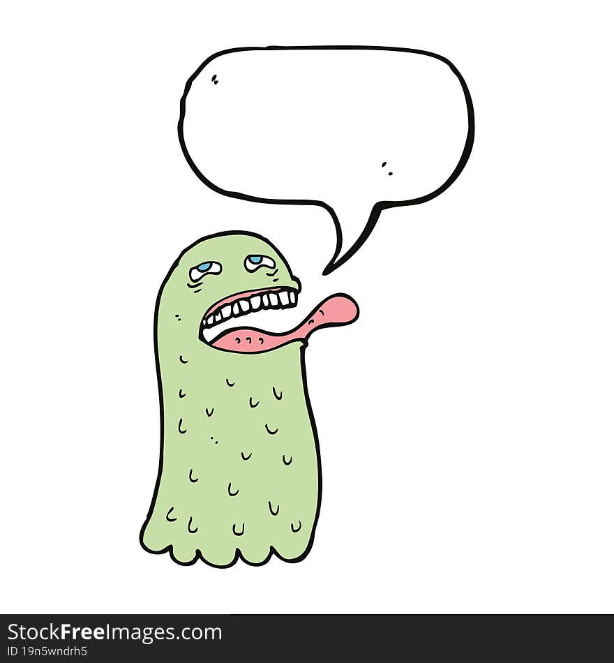 cartoon funny ghost with speech bubble