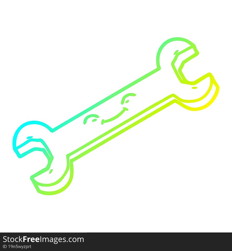 cold gradient line drawing cartoon spanner