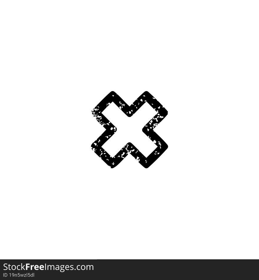 multiplication sign distressed icon symbol