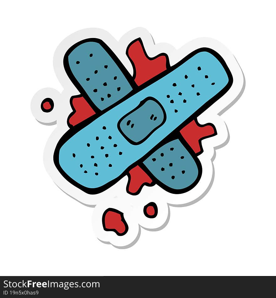 sticker of a cartoon bloody medical plaster