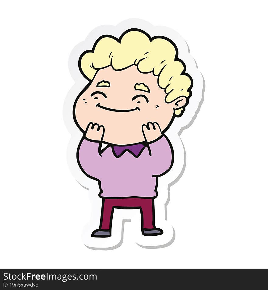 Sticker Of A Cartoon Friendly Man