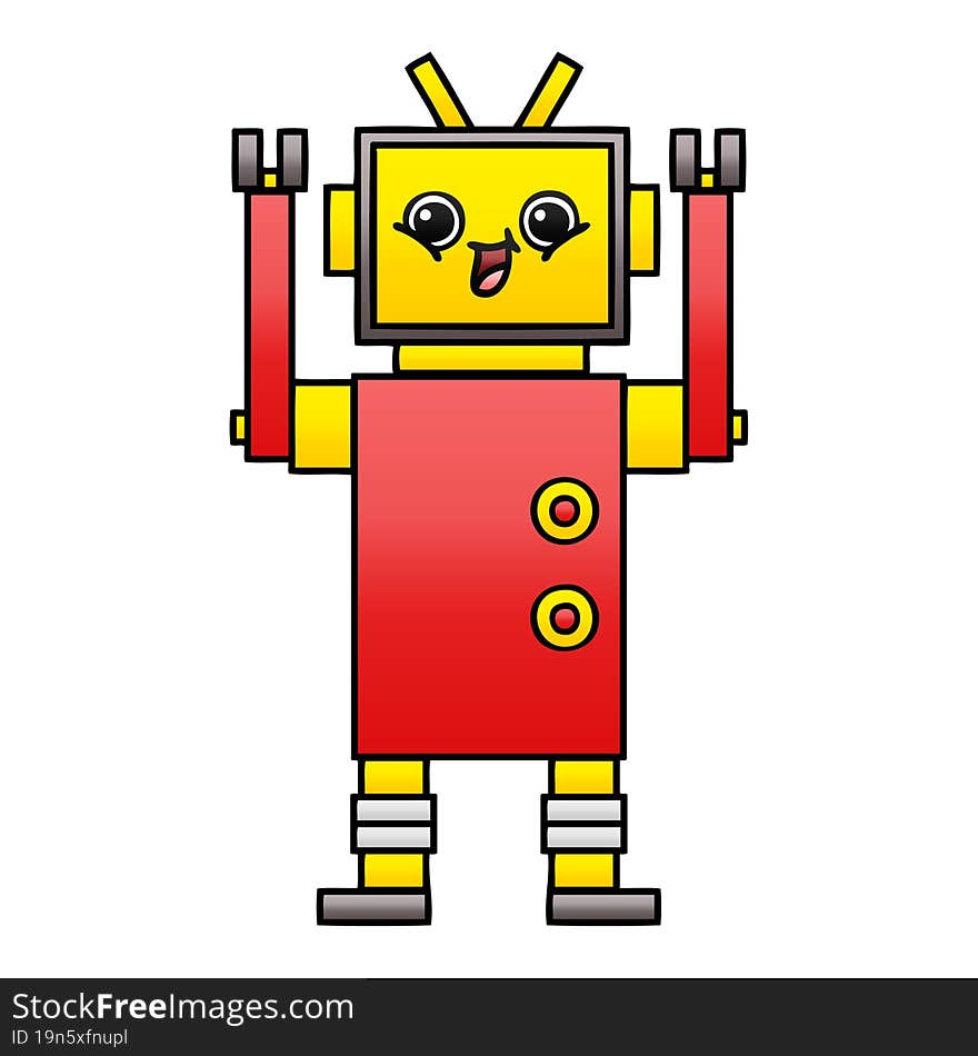 gradient shaded cartoon happy robot