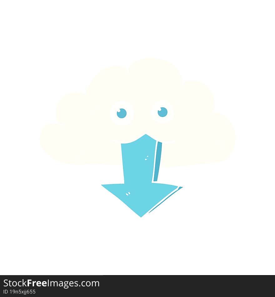 flat color illustration of a cartoon download from the cloud