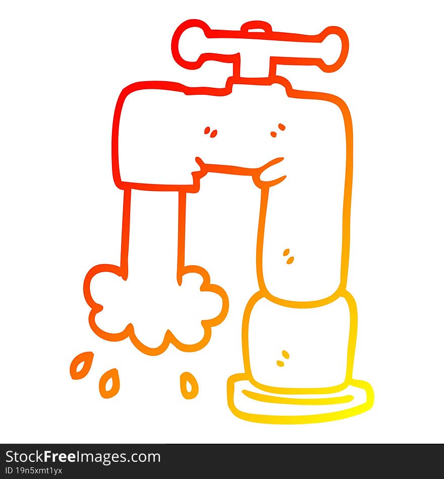 warm gradient line drawing cartoon pouring faucet