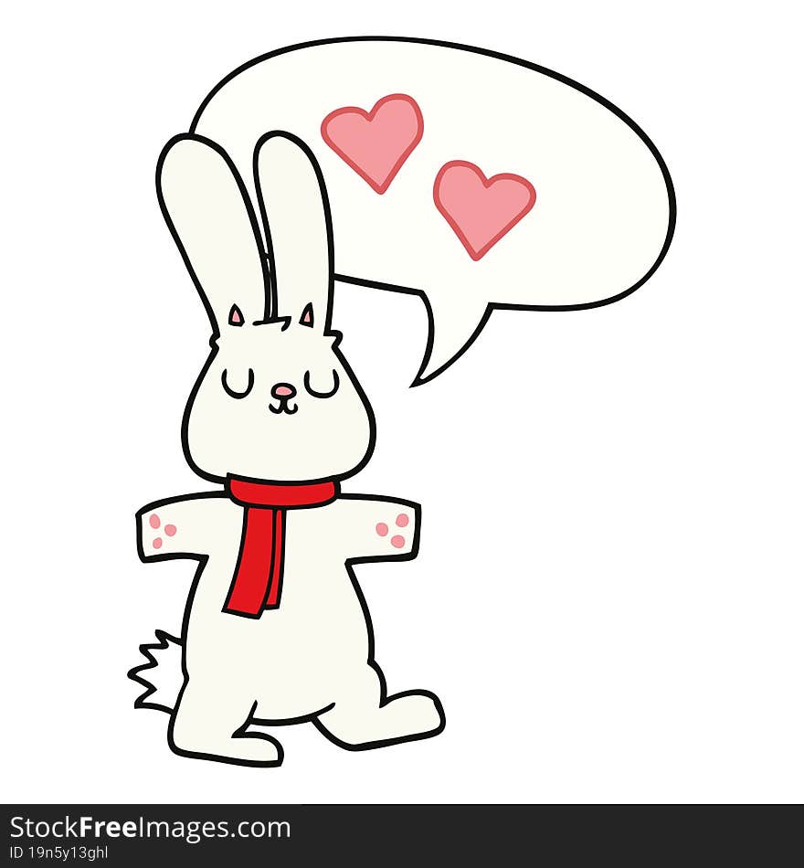 Cartoon Rabbit In Love And Speech Bubble